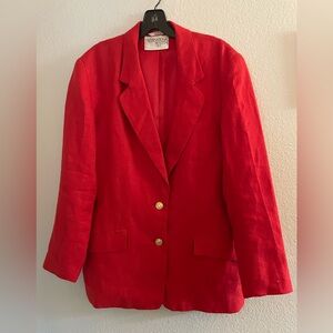 Vintage International Scene Red Women's Blazer Jacket - Classic Tailored Style